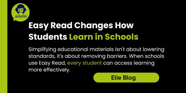 Easy Read in schools classroom materials with simplified text and clear visual formatting